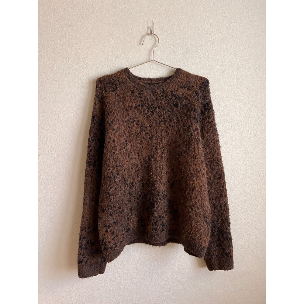 Zara Men's Textured Crewneck Sweater in Brown Size S/M